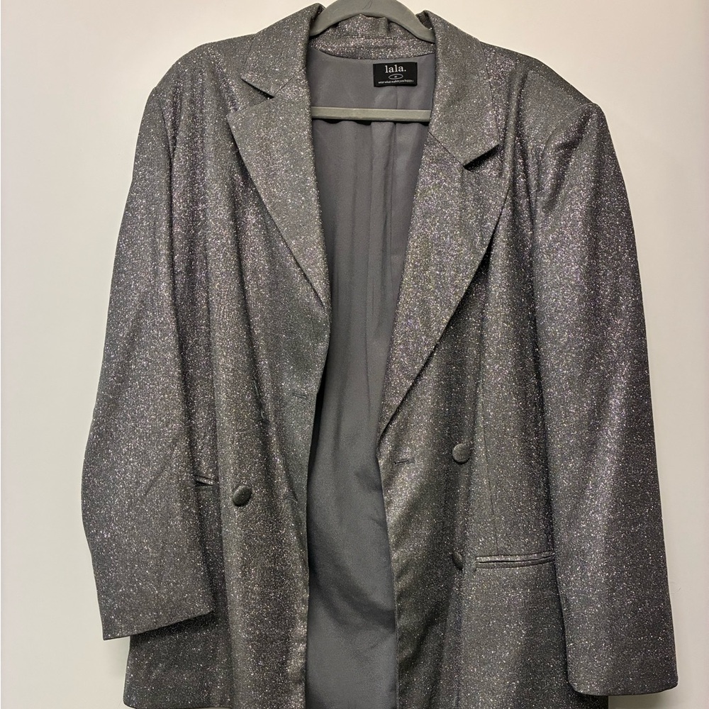 Dressed in LALA Silver Glitter Blazer